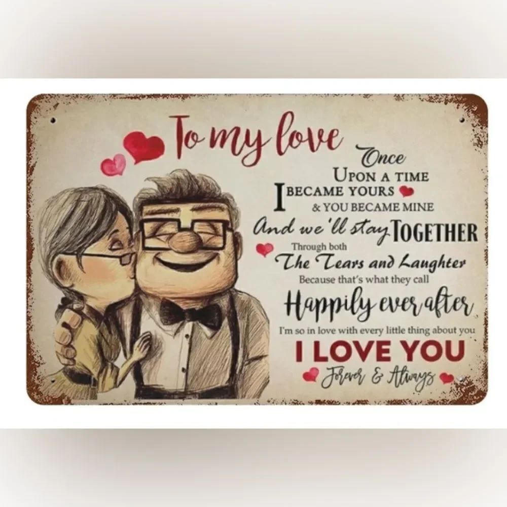 Vintage Metal Tin Sign Carl And Ellie To My Love Tin Signs 8X12 Inches